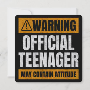 Warning Official Teenager Contains Attitude Holiday Card