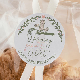 Warning Peanut Alert - Bakery Peanut Allergy Food Classic Round Sticker