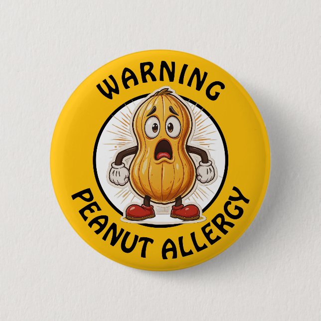 Warning Peanut Allergy Alert   6 Cm Round Badge (Front)