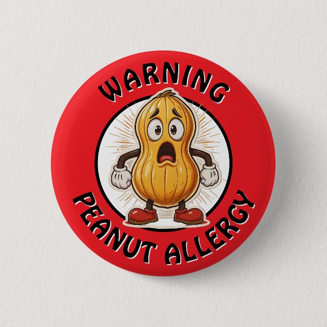 Warning Peanut Allergy Alert   6 Cm Round Badge (Front)