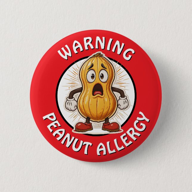 Warning Peanut Allergy Alert   6 Cm Round Badge (Front)