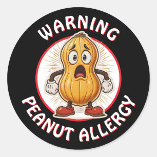 Warning Peanut Allergy Alert   Classic Round Sticker