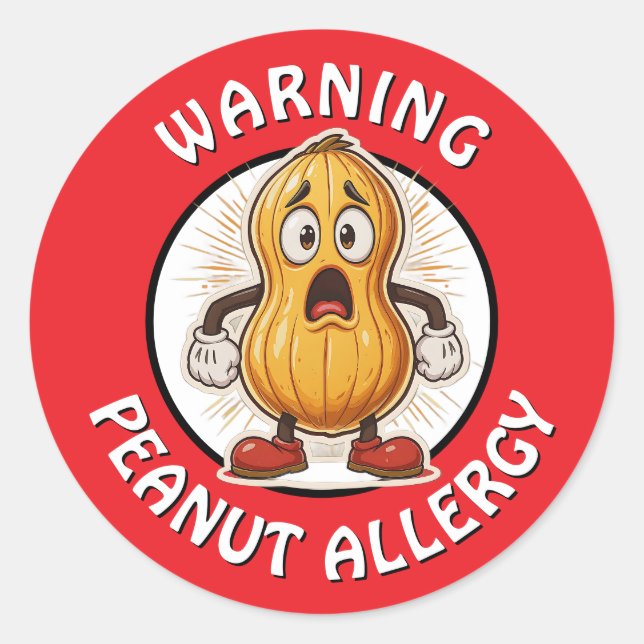 Warning Peanut Allergy Alert   Classic Round Sticker (Front)