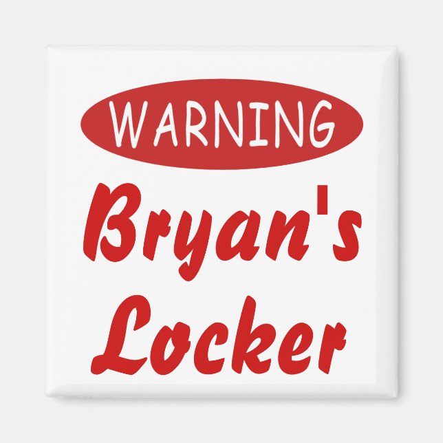 Warning Personalised Locker Magnet (Front)