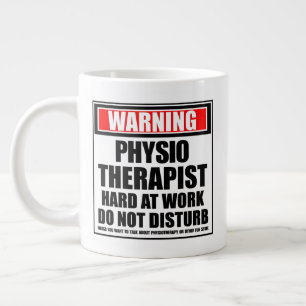 Warning Physiotherapist Hard At Work Large Coffee Mug
