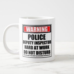 Warning Police Deputy Inspector Hard At Work Large Coffee Mug