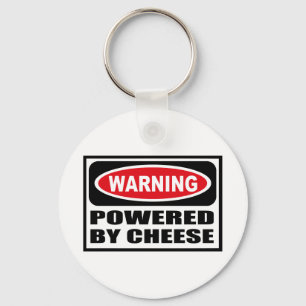 Warning POWERED BY CHEESE Key Chain
