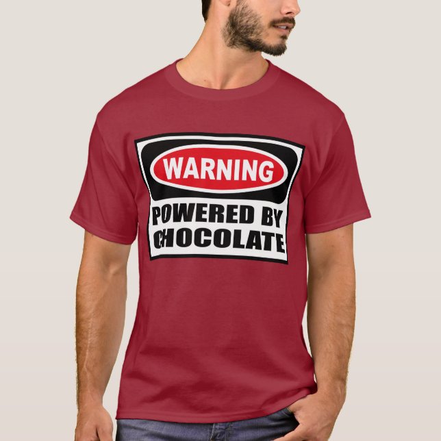 Warning POWERED BY CHOCOLATE Men's Dark T-Shirt (Front)