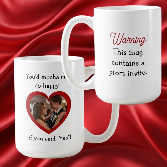 Warning Prom Invite  | Promposal Photo Coffee Pun Mug (Creator Uploaded)