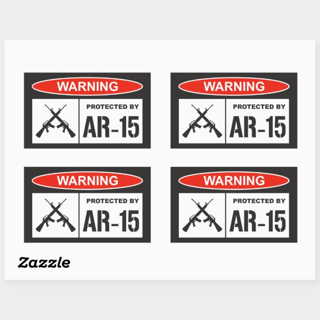 Warning Protected By AR-15 Home Business  Rectangular Sticker (Sheet)
