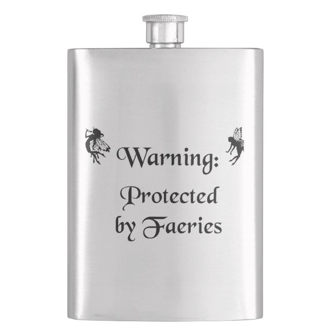 Warning: Protected by Faeries Hip Flask (Front)