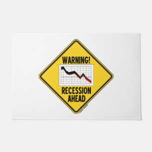 Warning! Recession Ahead Yellow Diamond Econ Sign Doormat