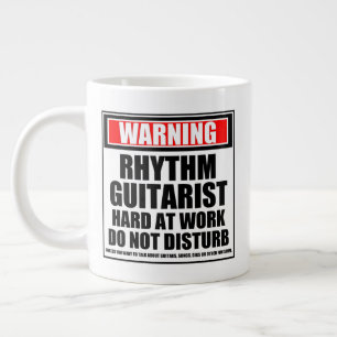 Warning Rhythm Guitarist Hard At Work Large Coffee Mug
