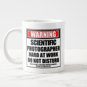 Warning Scientific Photographer Hard At Work Large Coffee Mug
