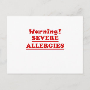 Warning Severe Allergies Postcard