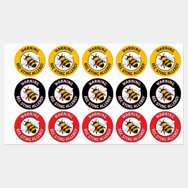 Warning Severe BEE Allergy Alert Button (Sheet)