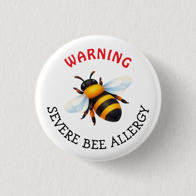 Warning Severe BEE Allergy Alert Button (Front)