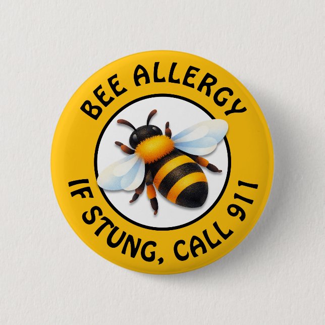 Warning Severe BEE Allergy Alert Button (Front)