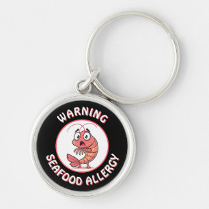 Warning Severe Seafood Allergy Alert Button Key Ring