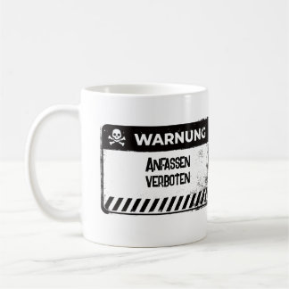 warning sign black coffee mug