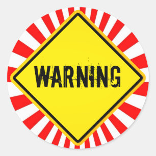 warning sign classic round sticker