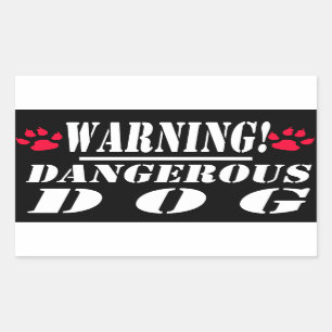 Warning Sign   Dangerous  Dog Rectangular Sticker