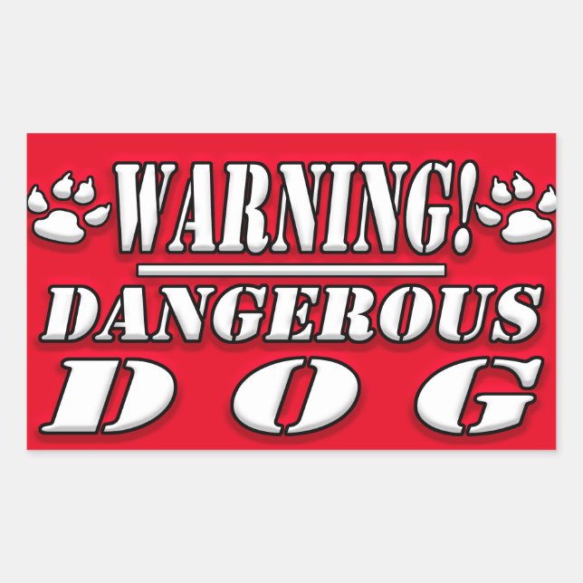 Warning Sign | Dangerous  Dog Rectangular Sticker (Front)