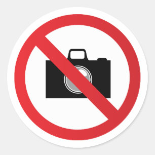 Warning sign no camera classic round sticker