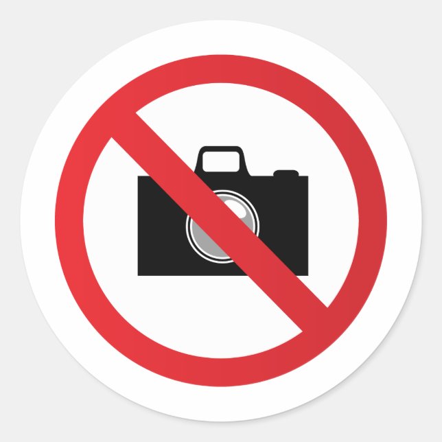 Warning sign no camera classic round sticker (Front)