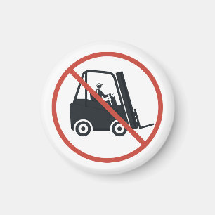 Warning sign with a forklift. magnet