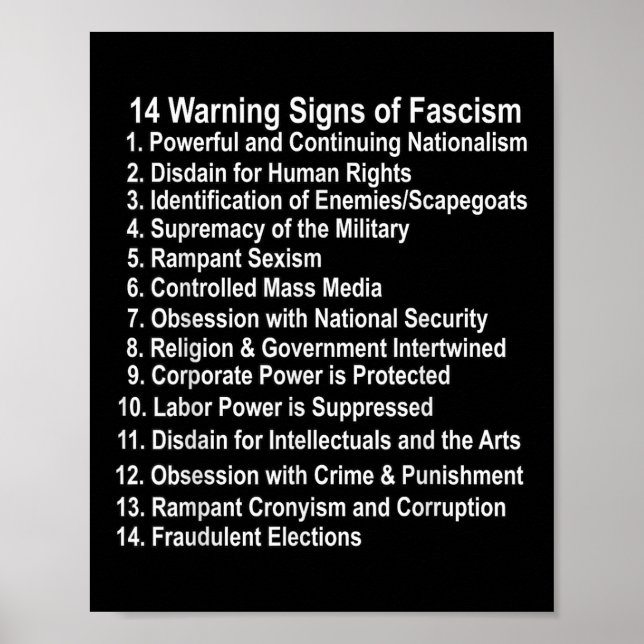 Warning Signs Of Fascism Anti Trump Resist Fascist (Front)