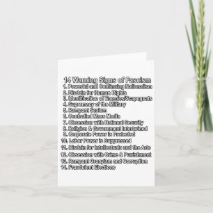 Warning Signs Of Fascism Anti Trump Resist Fascist Card