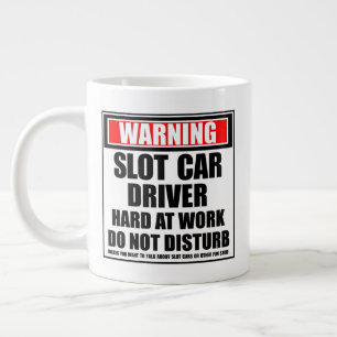 Warning Slot Car Driver Hard At Work Large Coffee Mug