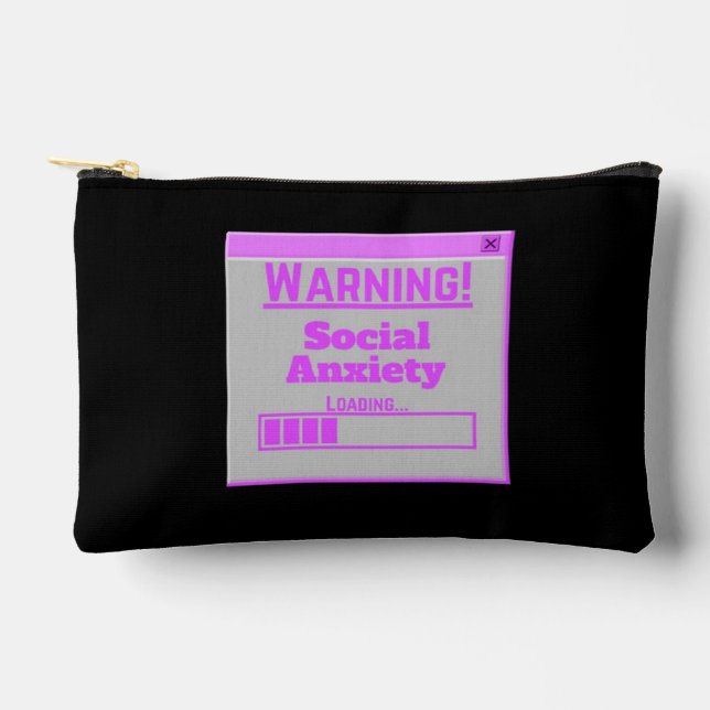 Warning Social Anxiety Pink Loading Tab  Accessory Pouch (Front)