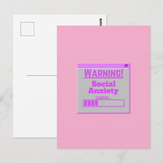 Warning Social Anxiety Pink Loading Tab  Postcard (Front/Back)