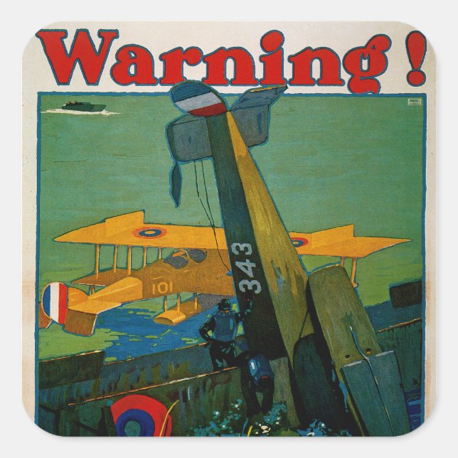 Warning! Square Sticker (Front)