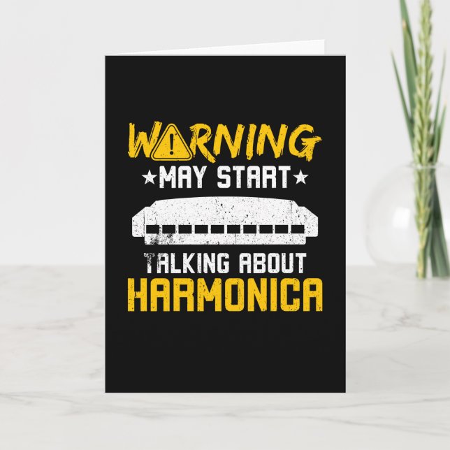 Warning Start Talking About Harmonica Card (Front)