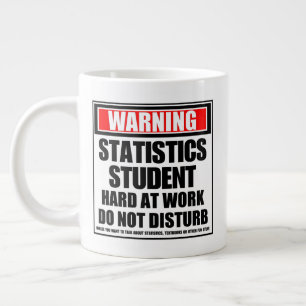 Warning Statistics Student Hard At Work Large Coffee Mug