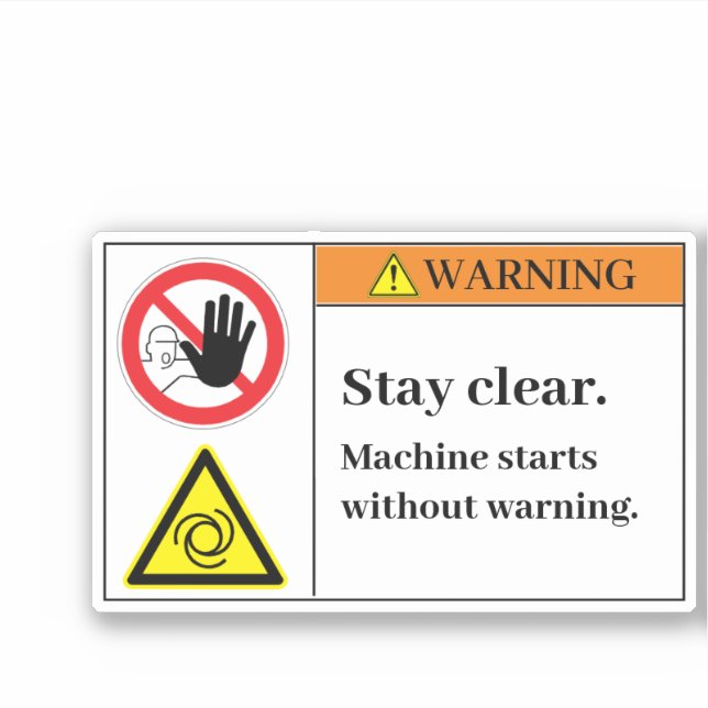 Warning Stay Clear Label (Front)