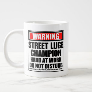 Warning Street Luge Champion Hard At Work Large Coffee Mug
