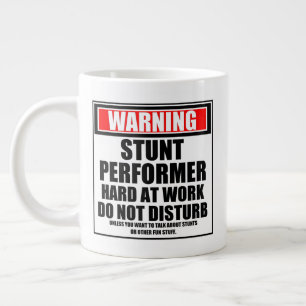 Warning Stunt Performer Hard At Work Large Coffee Mug