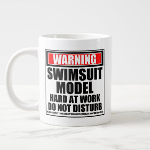 Warning Swimsuit Model Hard At Work Do Not Disturb Large Coffee Mug