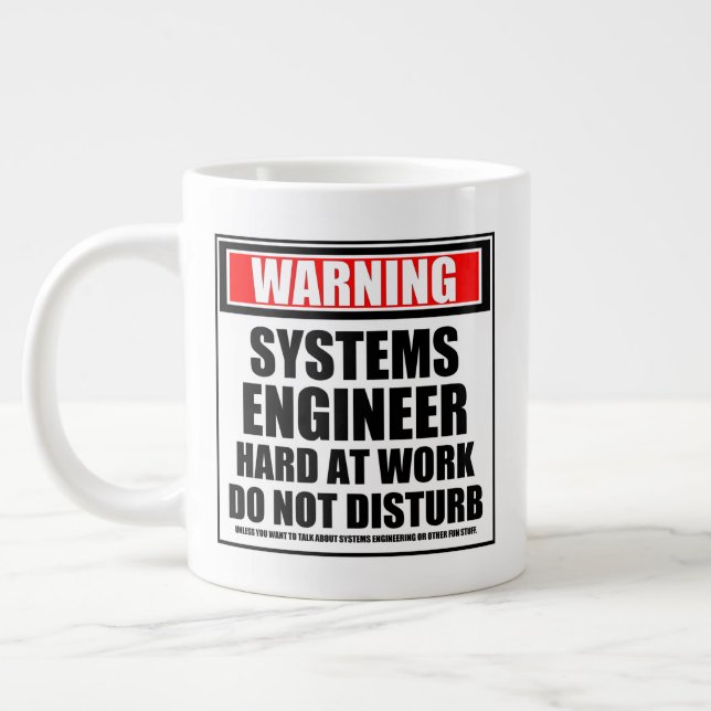 Warning Systems Engineer Hard At Work Large Coffee Mug (Left)