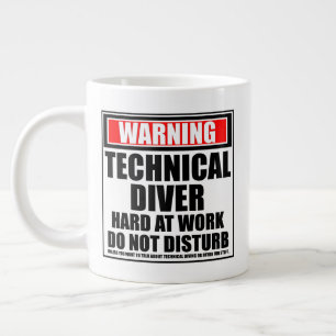 Warning Technical Diver Hard At Work Large Coffee Mug