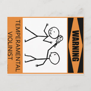 Warning Temperamental Violinist Postcard