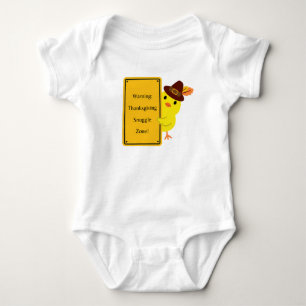 Warning: Thanksgiving Snuggle Zone! Festive Quote Baby Bodysuit