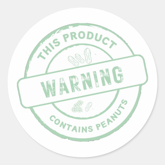 Warning This Product Contains Peanuts Classic Round Sticker (Front)