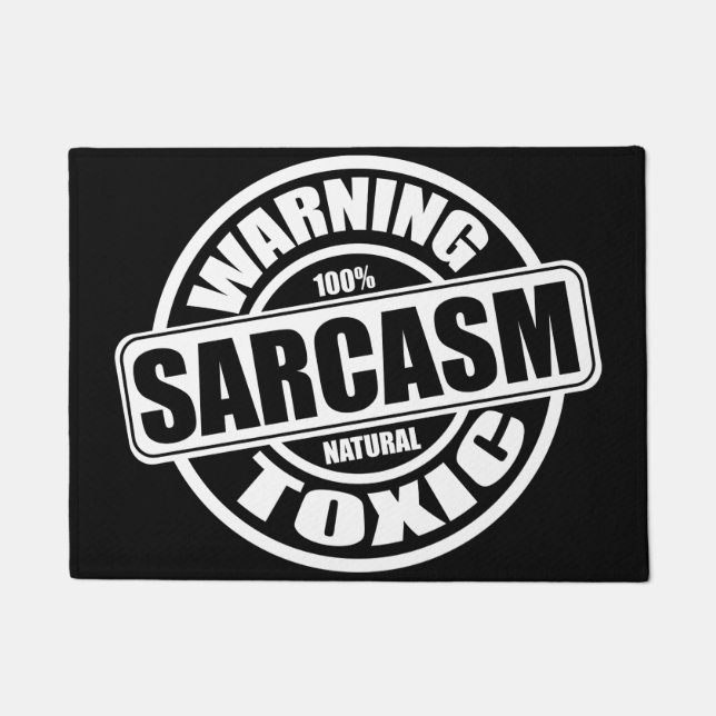 Warning Toxic Sarcasm Label Doormat (Front)