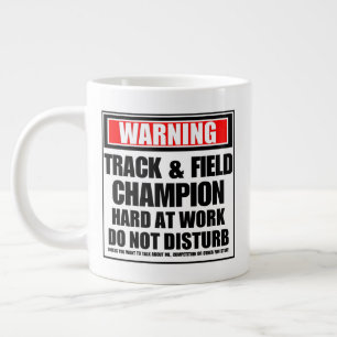 Warning Track & Field Champion Hard At Work Large Coffee Mug