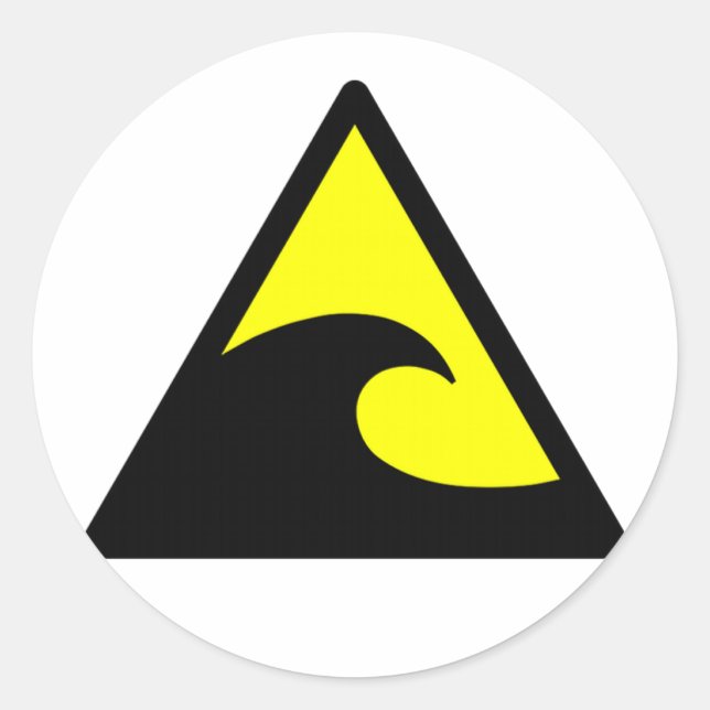 Warning Tsunami Wave Sign Classic Round Sticker (Front)